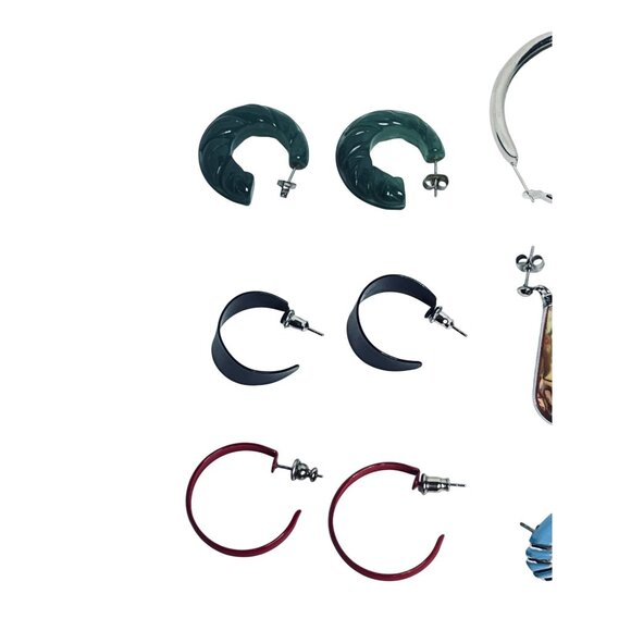 Lot Of 10 Silver Tone Pierced Earrings (6137) - Picture 2 of 5